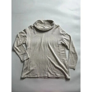 Pure Jill Sweater Womens Small Petite Cowl Neck Beige/Cream Pockets Pullover